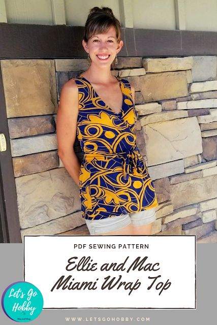 PDF Sewing Pattern - Ellie and Mac Miami Wrap Top - Let's Go Hobby Ellie And Mac Patterns, Wrap Top Pattern, Sewing Top, Ellie And Mac, Peplum Styling, Latest Trend, Fabric Stores Online, Professional Look, Sewing Tips