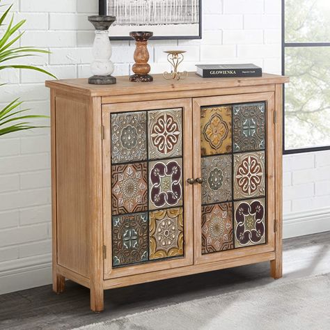 Tile Cabinet, Distressed Cabinets, Freestanding Cabinet, Accent Storage Cabinet, Accent Storage, Entryway Living Room, Carved Doors, Antique Cabinets, Glass Cabinet Doors