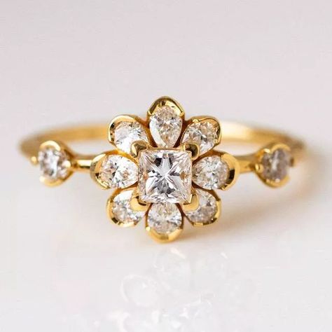 The 30 Best Flower Engagement Rings of 2023 Egagement Rings, Flower Diamond Engagement Ring, Engagement Ring Flower, Local Eclectic, Statement Rings Diamond, Floral Engagement Ring, Couple Wedding Rings, Flower Engagement Ring, Ring Flower