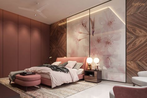 Bedroom Three - Jodhpur on Behance Bedframe Diy, Spring Bedroom Decor, Pink Headboard, Blue Bedroom Design, Purple Bedrooms, Spring Bedroom, Pink Bedrooms, Luxury Bedroom Master, Room Design Bedroom