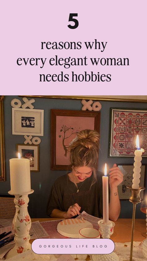 femininity tips feminine energy with hobbies. How to be a more well rounded, elegant woman. Personality development tips. Personal growth and self improvment tips How To Be A Well Rounded Person, How To Be Elegant, Feminine Habits, Personality Development Tips, Feminine Hobbies, Housewife Life, Femininity Tips, Old Money House, Feminine Vibes