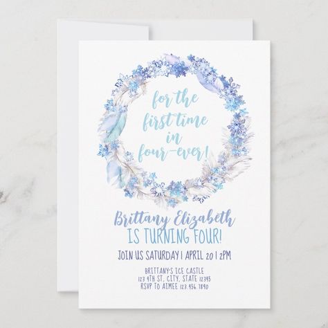 Frozen Birthday Invite 4th Birthday Frozen Invite  Zazzle Frozen 2nd Birthday Party, Frozen 2nd Birthday, Frozen Birthday Invitations, Birthday Party Design, 2nd Birthday Party, 2nd Birthday Invitations, Girl Birthday Themes, Frozen Theme, Frozen Birthday Party