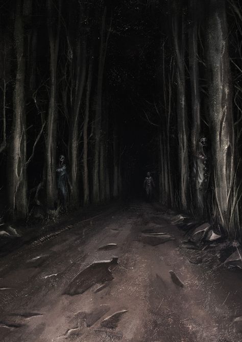 Creepy Core, Nightmares Art, Creepy Pictures, Dark Art Illustrations, Scary Art, Painting Digital, Creepy Art, Dark Forest, Drawing Painting