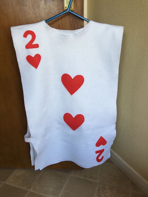 Playing card tabard, made from felt for Alice in Wonderland play. Cards Costume, Alice In Wonderland Card Costume, Playing Card Halloween Costume, Card Costume Diy, Card Costume Alice In Wonderland, Playing Card Costume Diy, Cards Costume Alice In Wonderland, Alice Costume Diy, Alice In Wonderland Queen Of Hearts Diy