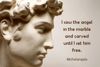 I saw the angel in the marble and carved until I set him free. - Michelangelo ... Florentine sculptor, painter, architect, and poet of the High Renaissance who exerted an unparalleled influence on the development of Western art... Michelangelo Quotes, Ancient Greek Sculpture, Great Works Of Art, Ancient Statues, Roman Sculpture, Gemstone Art, Greek Sculpture, Carving Art, Artist Quotes