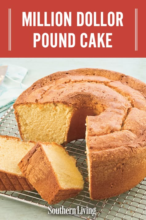 Million Dollars Pound Cake, Million Dollar Pound Cake Recipes Butter, Million Dollar Pound Cake Homemade, Good Cake Recipes Homemade, Million Dollar Pound Cake Recipes, Southern Pound Cake Recipes Moist, One Pound Cake, Bundt Pound Cake Recipes, Best Pound Cake Recipe Ever