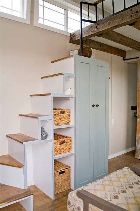 Best 5 Stairs Storage Loft #stairs #stairsdesign #design #ideas Loft Stairs Ideas, Scale Loft, Design Casa Piccola, Tiny House Stairs, Tiny House Storage, Tiny Houses For Rent, Loft Stairs, Tiny House Interior Design, Tiny House Loft