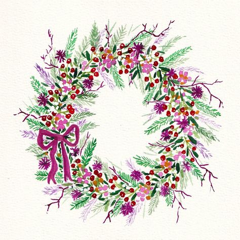 A wreath, but make it fun 🌈 . . . . . #colorfulwreath #watercolorwreath #watercolorwreathpainting #watercolorwreathtutorial Colorful Wreath, Sketchbook Illustration, Watercolor Sketchbook, Wreath Watercolor, Summer Wreath, Spring Wreath, Wreath, Sketch Book, Make It