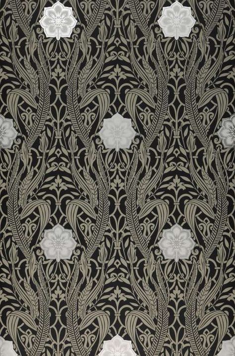 Black wallpaper | A bold and edgy statement hue for your home Papier Peint Art Nouveau, 1920s Wallpaper, Art Nouveau Wallpaper, Wallpaper Art Deco, Deco Boho, Art Nouveau Pattern, Art Deco Boho, Floral Damask, Art Nouveau Design