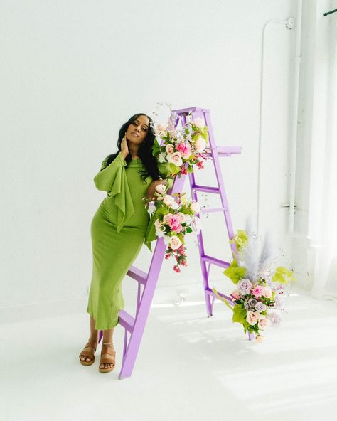 Amaya & this color combo ✨ she was my inspiration to create this ladder! She sent me her mood board for her dream birthday photos and I was dedicated on making this vision come to life 🫶🏼 Floral Themed Photoshoot, Shoot Poses For Women, Spring Birthday Photoshoot, March Photoshoot Ideas, Floral Photoshoot Ideas, Cherry Photoshoot, Brunch Diy, Creative Photography Inspiration, Photoshoot With Flowers