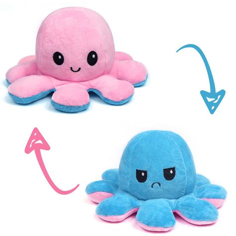 Flip Octopus, Mood Octopus, Reversible Octopus, Octopus Plush, Soft Dolls, Gift For Kids, Kids Boys, Octopus, Plush Toy