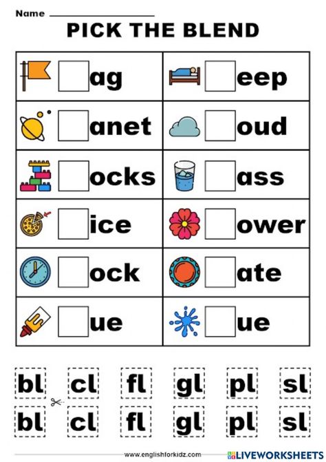 Blending Phonics Worksheets, Blending Words Kindergarten Worksheets, Blend Words Kindergarten, Consonant Clusters Worksheet, Blends And Digraphs Worksheets, Cvcc Words Worksheets, Blending Words Worksheets, Constant Blends, Blends Worksheets Kindergarten