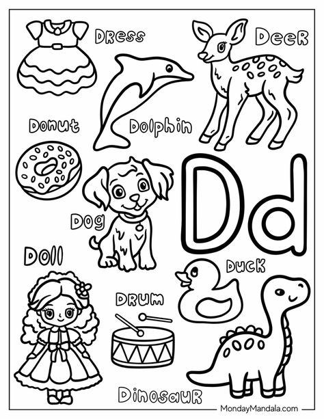 20 Letter D Coloring Pages (Free PDF Printables) Letter D Practice Preschool, Letter Colouring Pages, Letter D Anchor Chart, D Is For Craft Preschool, Letter D Coloring Pages Free Printables, Abc Coloring Pages Free Printable, D Is For, Letter D Worksheets Preschool, D Activities For Preschool