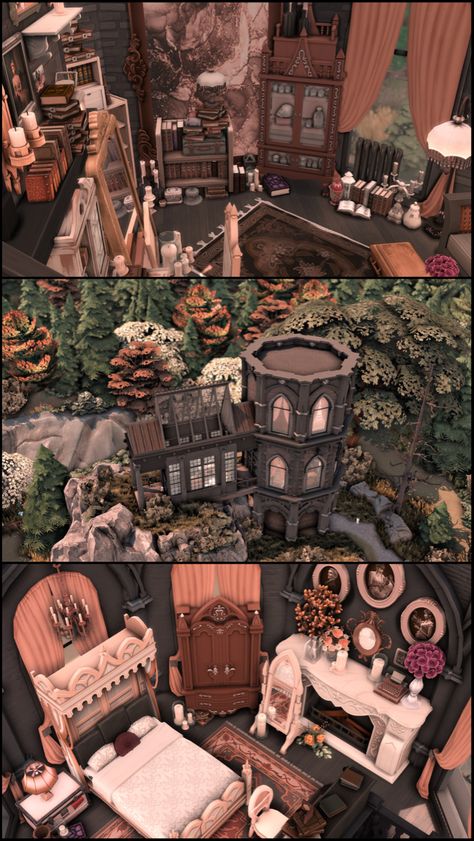 Vampire Houses Sims 4, Vampire House Interior, Sims 4 Houses Werewolf, Sims 4 Werewolf House, Forgotten Hollow House, Modern Vampire House Sims 4, Sims 4 Vampire House, Vampire Home Sims 4, Sims Builds