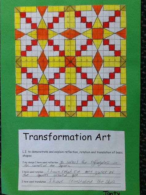 maths transformation art Transformation Math Project, Transformation Art Ideas, Transformation Math, Math Transformations, Reflection Math, Transformations Math, Gifted Classroom, Math Art Activities, Shape Transformation