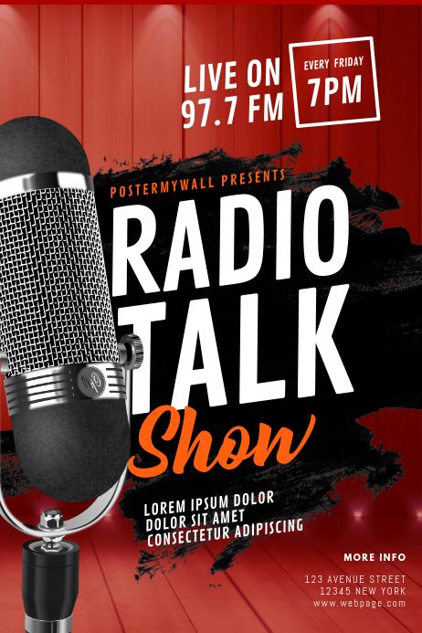 Create the perfect design by customizing easy to use templates in MINUTES! Easily convert your image designs into videos or vice versa! Browse through effective promotional flyers, posters, social media graphics and videos. Download web quality graphics for free! Prices start at $2.99 ONLY. Talk Show Poster Design Ideas, Radio Show Flyer, Ig Live Poster Design, Talk Show Poster Design, Poster Talkshow, Talk Show Poster, Talk Poster Design, Graphics Design Flyer, Radio Poster