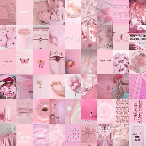 Aesthetic Wall Collage Kit Digital Vsco Blush Baby Pink Pink Photo Wall Collage, Pink Photo Wall, Aesthetic Room Wall Decor, Photo Collage Prints, Photo Rose, Aesthetic Baby, Collage Mural, Wall Collage Kit, Pink Life