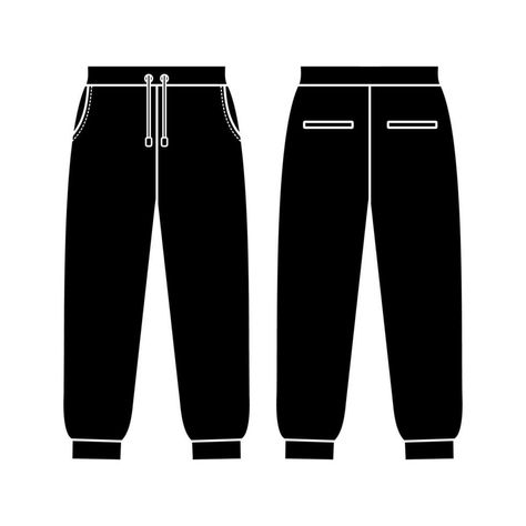 Loose fit joggers. Sweat jogger pants with an elasticated drawstring waist in a relaxed style. Men's casual wear. Vector technical sketch. Mockup template. Technical Sketch, Sweat Jogger, Men's Casual Wear, Sweat Joggers, Wedding People, Fitted Joggers, Black Joggers, Relaxed Style, Men's Casual