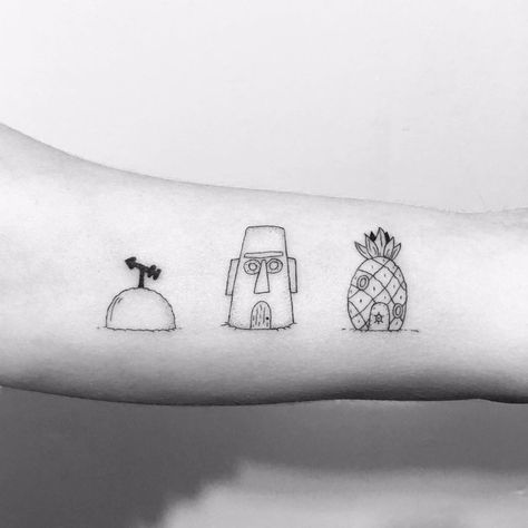 Matching Tattoos Cartoon, 3 Friend Tattoos, Siblings Tattoo For 3, Tattoos Cartoon, Matching Tattoos For Siblings, Matching Bff Tattoos, Cousin Tattoos, Maching Tattoos, Matching Friend Tattoos