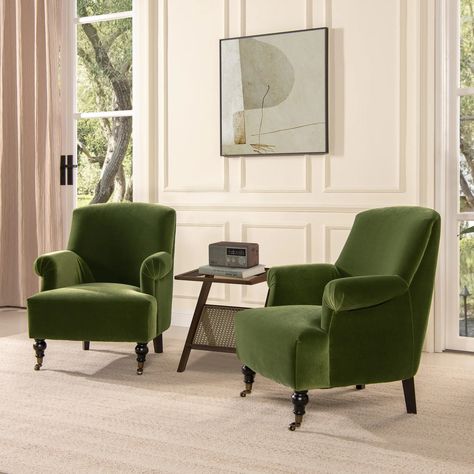 Eloise 30" Pleated Sock Arm Accent Chair - On Sale - Bed Bath & Beyond - 38192455 Green Velvet Armchair, Velvet Wingback Chair, Wing Chairs, Olive Green Velvet, Jennifer Taylor, Modern Contemporary Style, Accent Arm Chairs, Traditional Furniture, Velvet Armchair