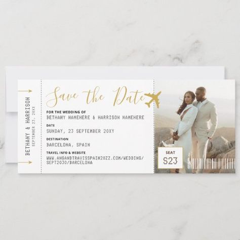 Wedding Save The Date Photo Boarding Pass Ticket #zazzle #weddinginvitations #birthdayinvitations #babyshowerinvitations #zazzleinvitations #monogram #businesscards #graduation #homedecor Dreams Resort Cancun Wedding, Anniversary Destinations, Diy Save The Dates, Cabo Wedding, Date Photo, Cabo Weddings, Wedding Invitation Card Design, Save The Date Photos, Beach Destination Wedding