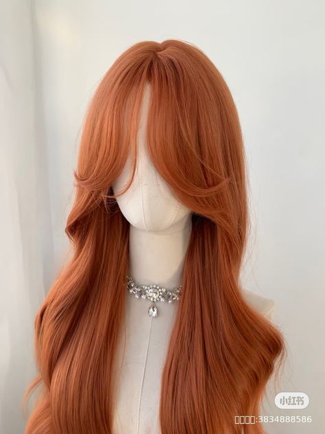 Hair Orange Color, Ginger Hair Wig, Ginger Wigs, Hair Claim, Bright Orange Hair, Kpop Hair Color, Ginger Wig, Pretty Hair Cuts, Cheveux Oranges