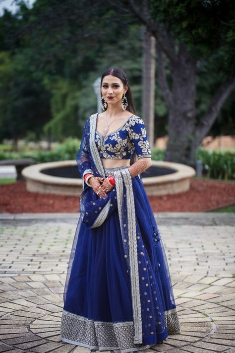 Photo from Simi & Udit Wedding Blue Designer Lehenga, Dark Blue Lehenga, Lehenga Kurta, Photo Of Bride, Handmade Outfits, Indian Dresses For Women, Indian Outfits Lehenga, Lehnga Dress, Bridal Lehenga Collection