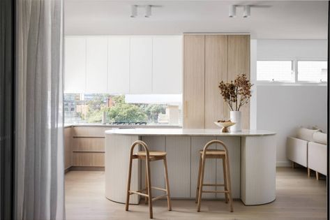 Laundry Interior, Maroubra Beach, Condo Renovation, Curved Kitchen, Coastal Deco, Kitchen New York, Renovation Inspiration, Unit Design, Building Stone