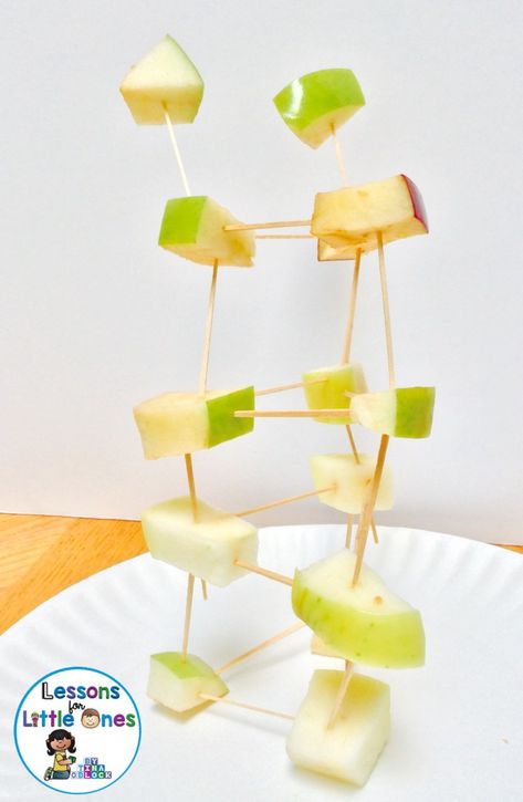 Apple Science Experiments & STEM Activities - Lessons for Little Ones by Tina O'Block Tower Stem Challenge, Apple Boats, Parts Of An Apple, Apple Science Experiments, Apple Science, O Block, Preschool Science Activities, Apple Unit, Apple Stem