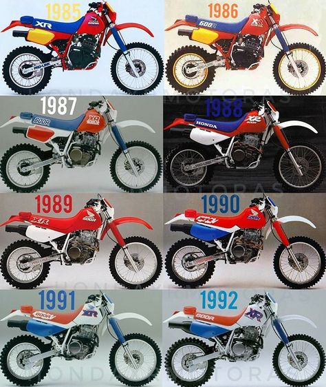 ＨＯＮＤＡＸＲＭＯＴＯＲＡＳ® en Instagram: “HONDA XR600R line Up 1985-2000 A big thumper legend, Pure japanese engineering 🇯🇵🔥🔧💥🏁@hondaxrmotoras #hondaxrmotoras #honda #xr #hondaxr…” Harley Dirt Bike, Honda Xr400, Honda Nighthawk, Honda Dominator, Enduro Vintage, Honda Dirt Bike, Old School Motorcycles, Soichiro Honda, Honda Scrambler