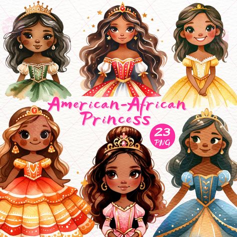 Invitation Princess Theme, Princess Nursery Decor, Princess Clipart, Princess Png, Princess Nursery, African Princess, Baby Shower Clipart, Black Princess, Princess Kids