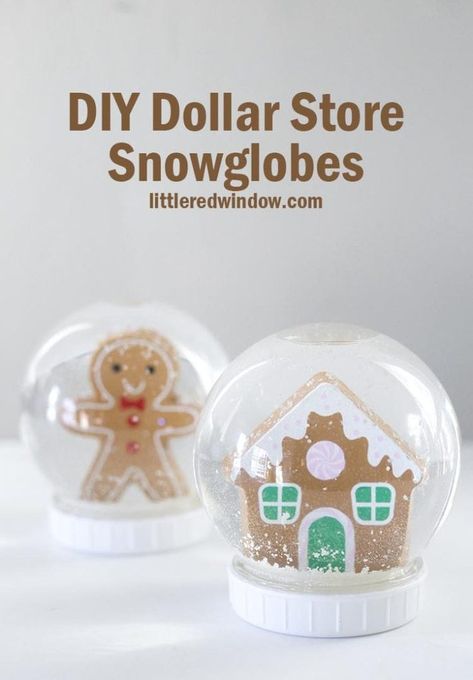 Dollar Tree Snow Globes, Snowglobes Diy, Snow Globes Diy, Snow Globes Christmas, Easy Snow Globes, Snow Globe For Kids, Seventh Birthday, Ornaments Diy Kids, Globe Diy