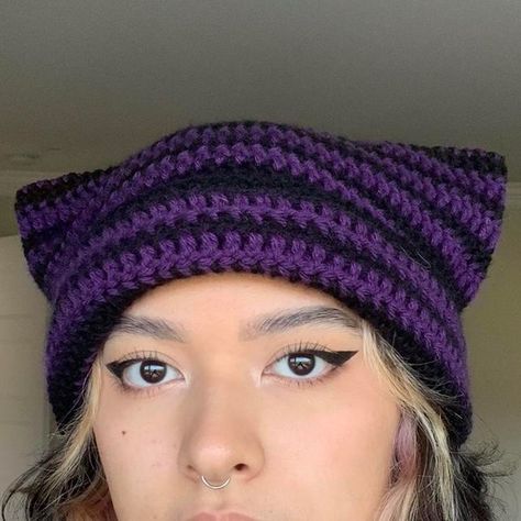 I might be biased but you should probably buy this on Depop 👍 https://depop.app.link/GcOrjR0mAnb Crochet Cat Ears Beanie, Cat Ear Beanie Crochet Pattern Free, Knitted Cat Hat, Crochet Cat Ear Hat, Cat Beanies, Cat Hat Crochet, Crochet Cat Ear Beanie, Crochet Cat Beanie, Crochet Tutorial For Beginners