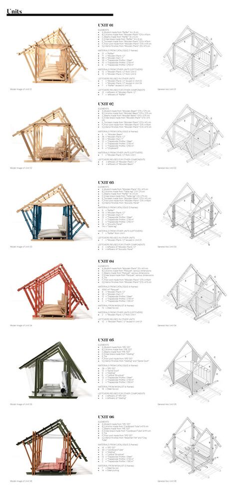 Recycled Building, Wooden Pavilion, Building Components, Temporary Architecture, Vinyl Room, Industrial District, Pavilion Architecture, Construction Drawings, Architecture Design Concept