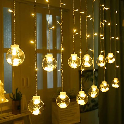 Fairy Lights Garden, Fairy Lights Decor, Led Curtain Lights, String Ball Lights, Diwali Lights, Christmas Window Display, Led Curtain, Curtain String Lights, Garden Lanterns