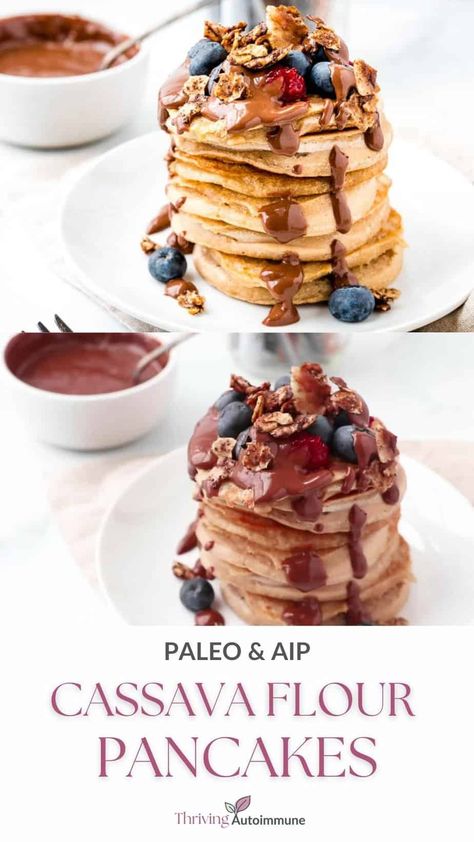 AIP Cassava Flour Pancakes Aip Pancakes, Cassava Flour Pancakes, Aip Diet Recipes, Autoimmune Disease Symptoms, Paleo Breakfast Easy, Egg Free Breakfast, Aip Breakfast, Aip Paleo Recipes, No Flour Pancakes