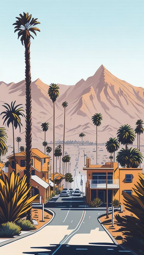 California Illustration Graphics, Retro California Aesthetic, California Vibes Aesthetic, Florida Illustration, Moody Illustration, California Collage, California Illustration, Palm Tree Illustration, Salinas California