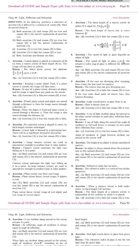 Light Reflection And Refraction, Reflection And Refraction, Sample Paper, Class 10, Focal Length, Light Reflection, 10 Things, Quick Saves