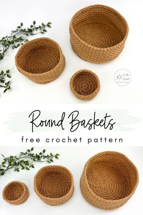 The Crochet Basket Pattern - Small, Medium & Large offers you the flexibility to enhance your home decor with charming Moss Stitch Crochet Baskets in various sizes. These baskets provide a cozy handmade touch to your living spaces while keeping your organization needs in check, making them a versatile and practical addition to your home. Crochet Twine Basket Pattern Free, Crochet For Organization, Crochet Large Basket Pattern, Moss Stitch Crochet Basket Pattern Free, Small Crochet Home Decor, Crochet Basket Large, Crochet Tiny Basket Free Pattern, Crochet Yarn Basket Pattern Free, Free Basket Patterns To Crochet