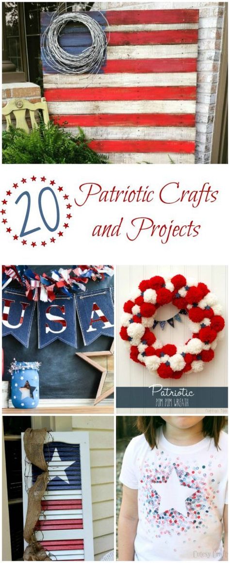 Patriotic Crafts and Projects | Easy DIY tutorial ideas | Red, White and Blue | 4th of July | Memorial Day | Veteran's Day | Independence Day Patriotic Diy Crafts, Patriotic Crafts Diy, Themed Party Ideas, Blue Party Decorations, Patriotic Diy, July Ideas, Tutorial Ideas, July Fourth, Patriotic Crafts