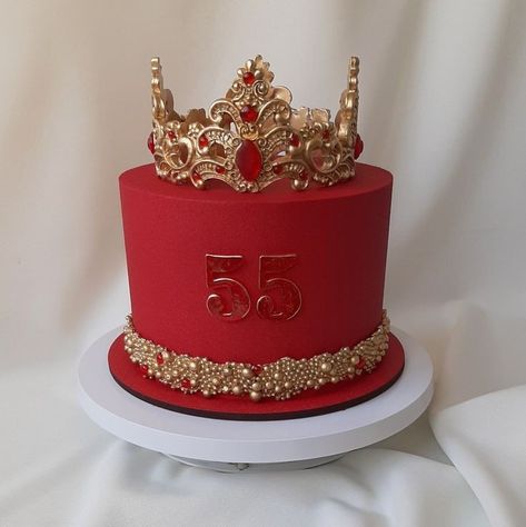 Birthday Cake 55 Years Old Woman, Best Birthday Cake Designs, 26 Birthday Cake, Cake Decorating Tutorials Videos, Golden Birthday Cakes, Red Birthday Cakes, Queen Cakes, 60th Birthday Cakes, Happy Birthday Cake Images