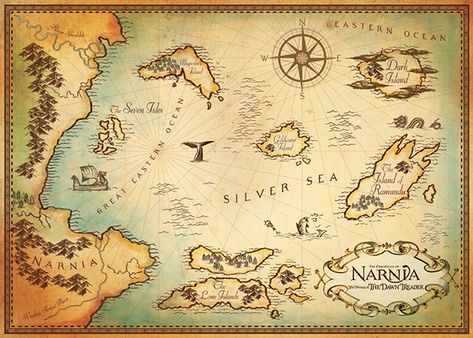 Map Of Narnia, Narnia Art, Voyage Of The Dawn Treader, The Dawn Treader, Cair Paravel, Dawn Treader, Narnia 3, Cs Lewis, Chronicles Of Narnia