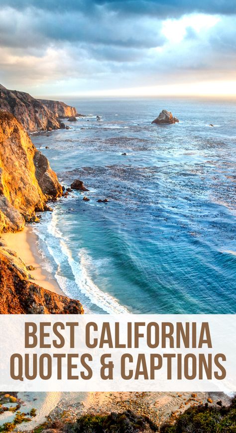 Quotes About California To Inspire A Trip & Captions for Instagram - Check out this list of Inspiring California Quotes, funny California quotes, California captions for Instagram. California Quotes Instagram, California Captions Instagram, Trip Captions For Instagram, Trip Captions, California Quotes, Northern California Travel, California Coast Road Trip, California Nature, Camping Usa