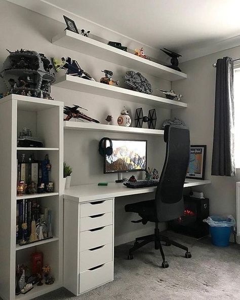 Star Wars Room, Boy Bedroom Design, Bedroom Setup, Gaming Room Setup, Gamer Room, Game Room Design, Home Office Setup, Design Del Prodotto, Office Setup