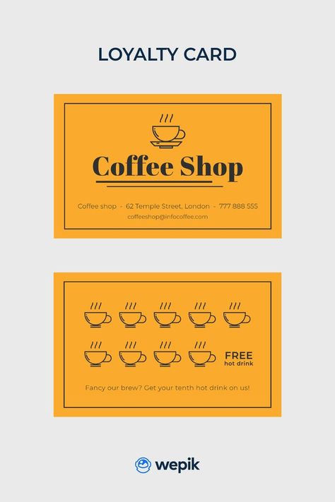 Coffee Shop Loyalty Card, Coffee Business Card, Coffee Loyalty Card, Yellow Coffee Shop, Gym Ads, Loyalty Card Coffee, Coffee Marketing, Coffee Shop Business Card, Loyalty Card Design