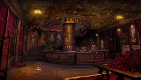 Fantasy Brothel, Fantasy Casino, Cat Concept Art, Fantasy Environment, Golden Cat, Cinema Design, Casino Party Foods, Blades In The Dark, Casino Royale Party