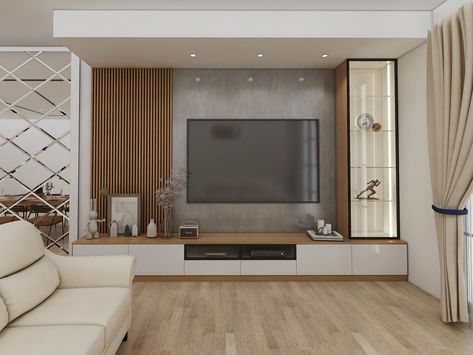 Tv Wall Glass Design, Tv Cabinet Design Modern, Sitting Room Interior Design, Interior Paint Colors For Living Room, Living Room Lighting Design, Interior Design Living Room Modern, Tv Cabinet Design, Tv Unit Interior Design, Elegant Living Room Design