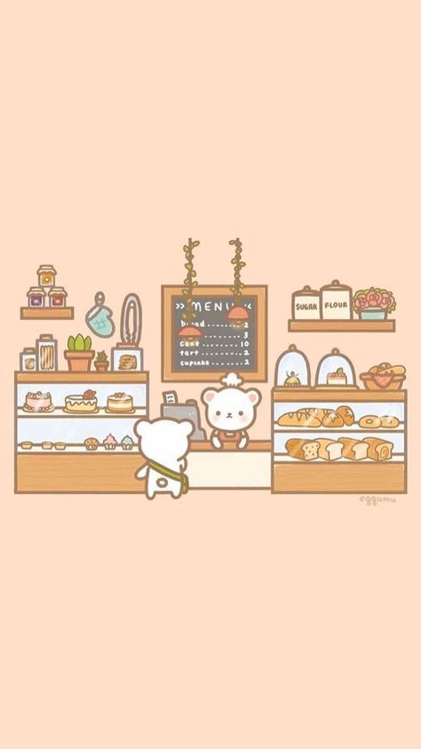 Kawaii Cafe Drawing, Iphone Wallpaper Korean, Kawaii Cafe, Cute Bakery, Drawing Cartoon Faces, Minimalist Drawing, Kawaii Illustration, Cute Cafe, Cute Doodles Drawings