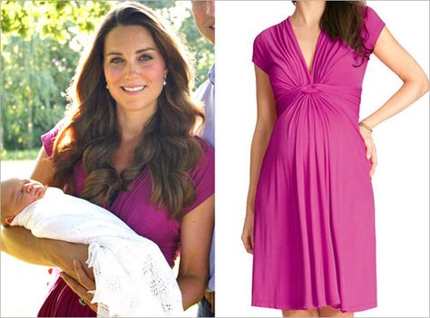 Seraphine Pink Fuchsia Knot Maternity Dress-Kate Middleton - Dress Like A Duchess Kate Middleton Maternity Style, Seraphine Maternity, Maternity Wear Dresses, Kate Middleton Pregnant, Princess Kate Style, Kate Middleton Dress, Front Knot Dress, Bright Dress, Maternity Nursing Dress