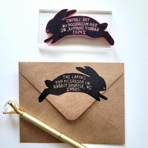 Eraser Stamp Ideas, Stamp Design Ideas, Creative Card Ideas, Diy Rubber Stamp, Lino Stamp, Letter Address, Rabbit Stamp, Beautiful Envelopes, State Names